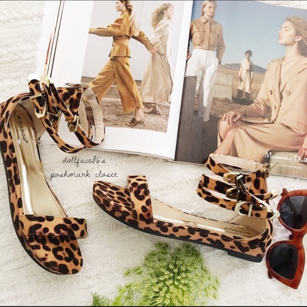 Leopard Print Double Strap Shoes Size 8.5